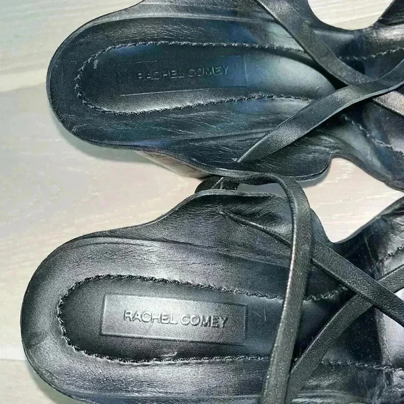 Rachel Comey Reign Sandal 39 Black Croc Leather Heeled Strappy Open Toe - Picture 5 of 10